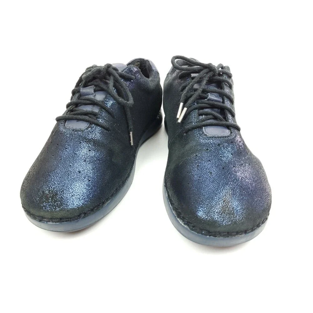 Alegria PG Lite Dark Blue Metallic Lace Up Sneakers Leather Shoes Size 10.5